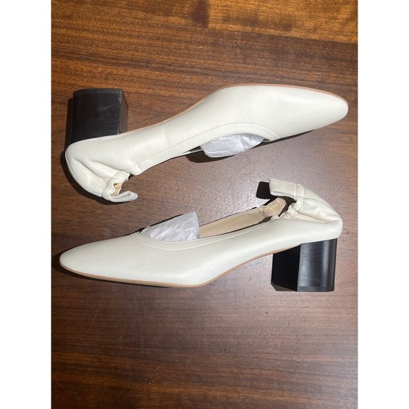 Everlane The Italian Leather Day Heel in Bone Stacked Womens Pumps Shoes - Picture 9 of 15